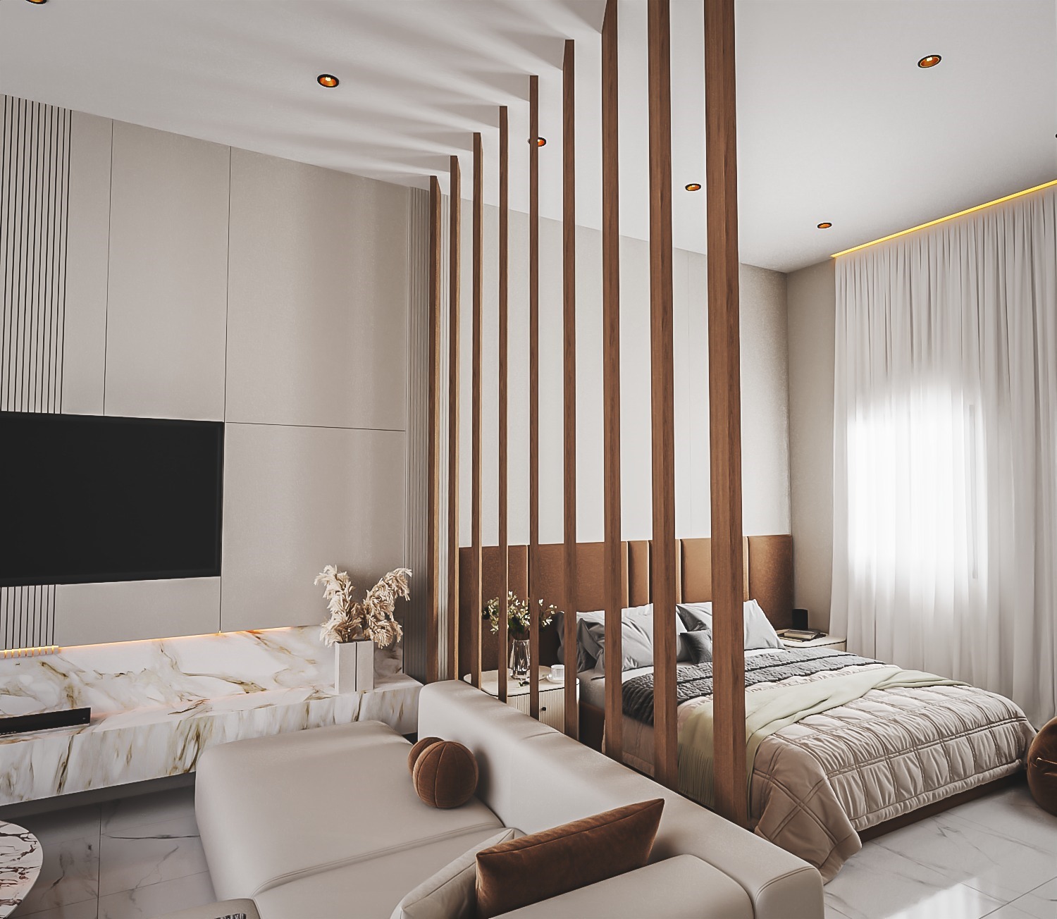 Bar area with purple lighting